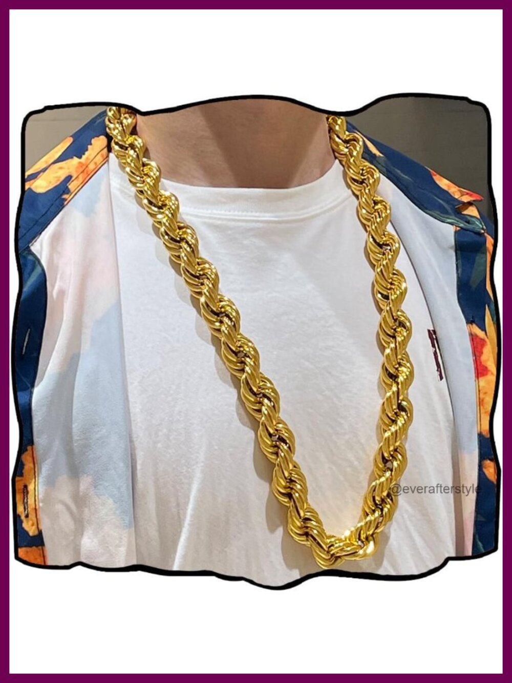 24K Gold Plated Rope Chain Necklace Hip Hop Dookie Style 16mm Thick Lobster